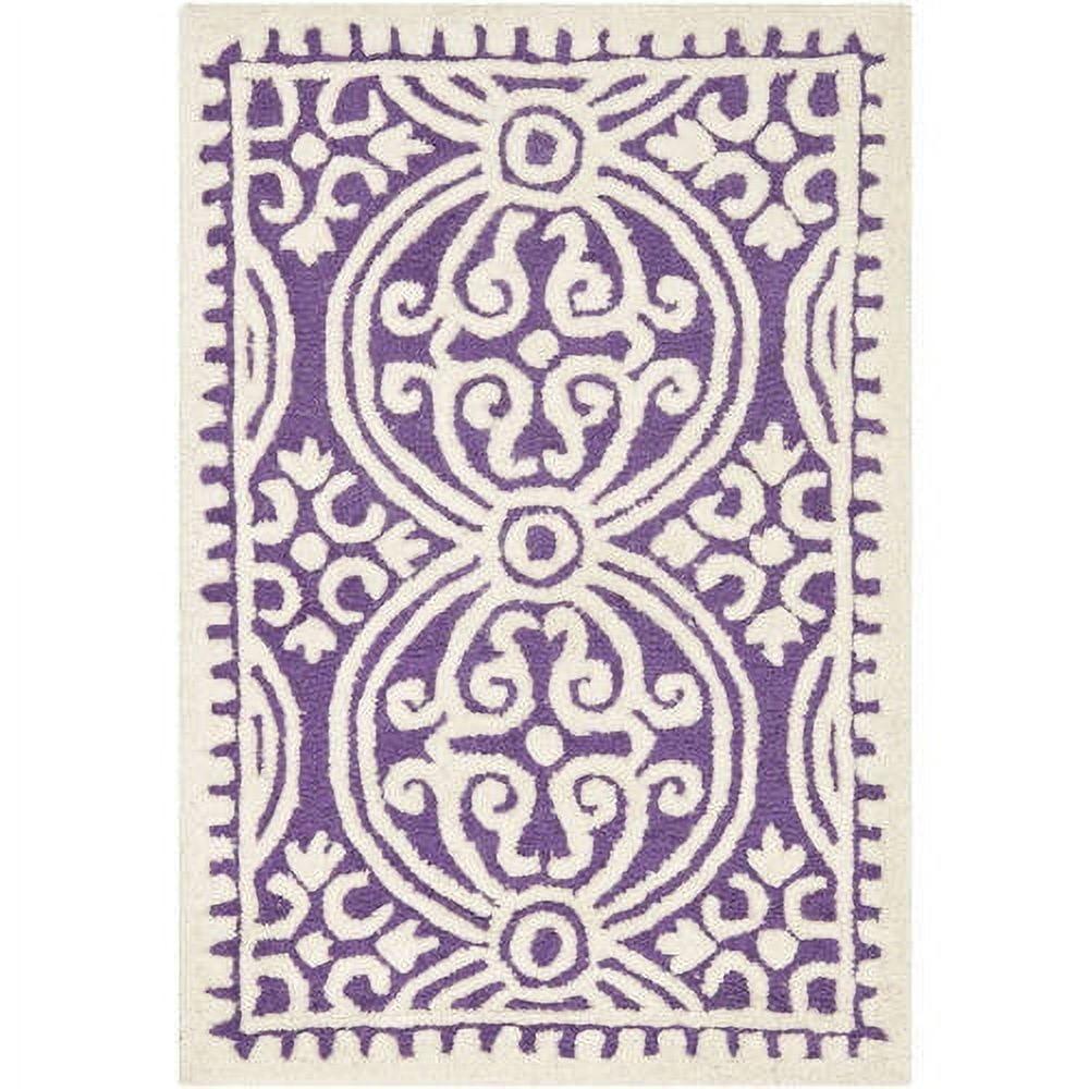 SAFAVIEH Cambridge Leslie Geometric Wool Area Rug, Purple/Ivory, 2' x 3'