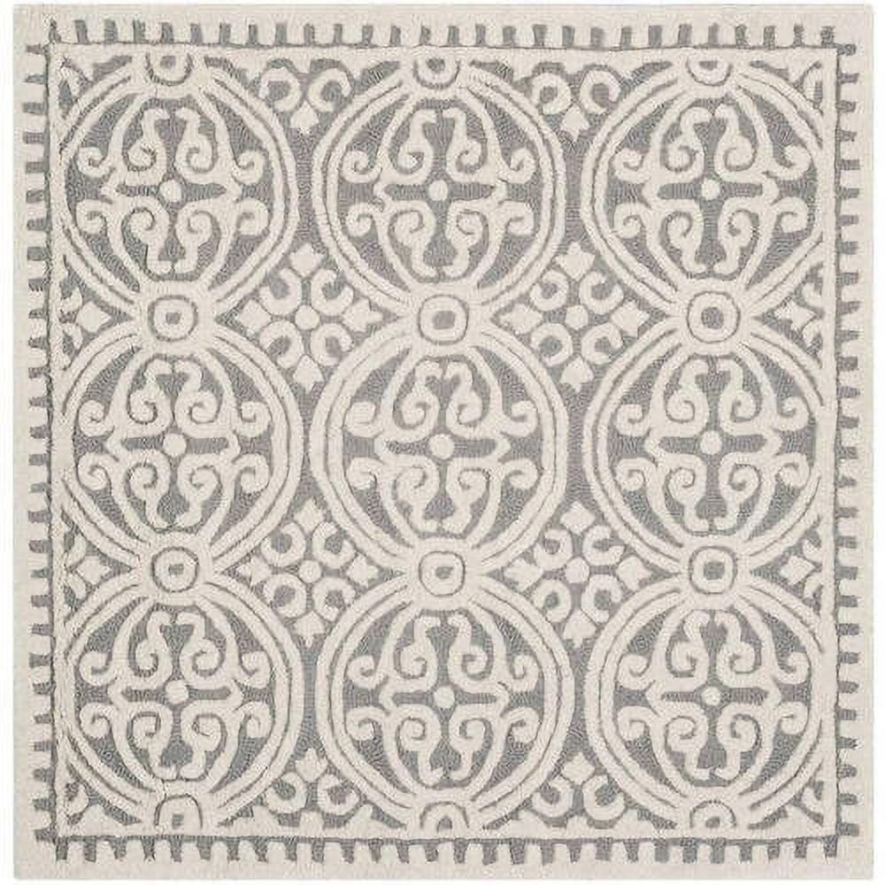SAFAVIEH Cambridge Leslie Geometric Wool Area Rug, Silver/Ivory, 12' x 18'