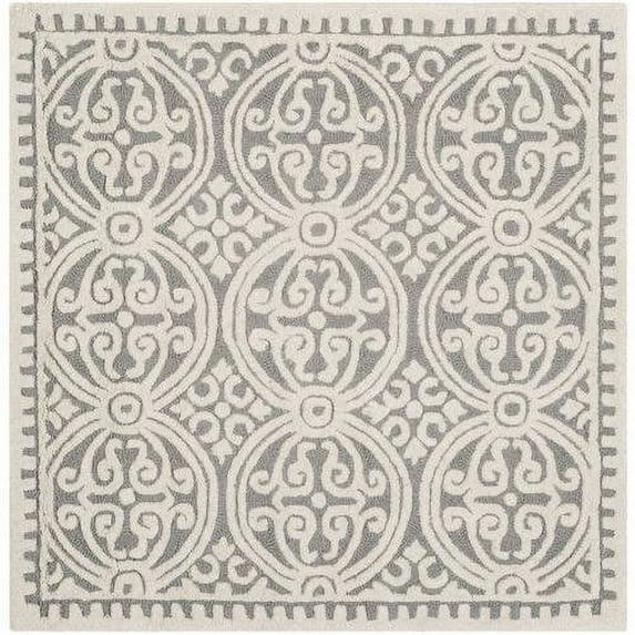SAFAVIEH Cambridge Leslie Geometric Wool Area Rug, Silver/Ivory, 12' x 18'