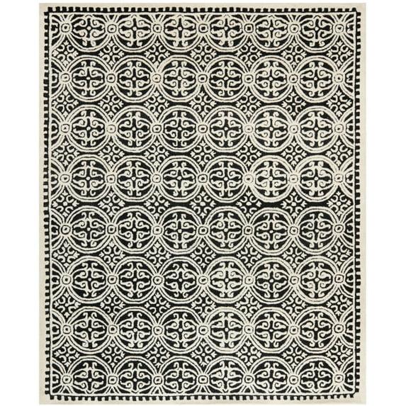 SAFAVIEH Cambridge Leslie Geometric Wool Runner Rug, Black/Ivory, 2'6" x 10'