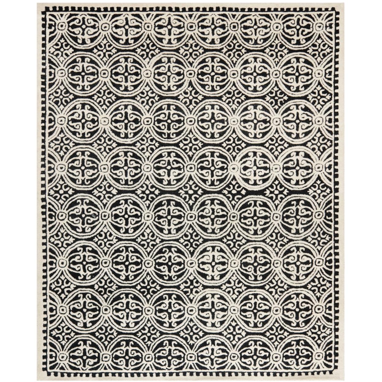 SAFAVIEH Cambridge Leslie Geometric Wool Runner Rug, Black/Ivory, 2'6" x 6'