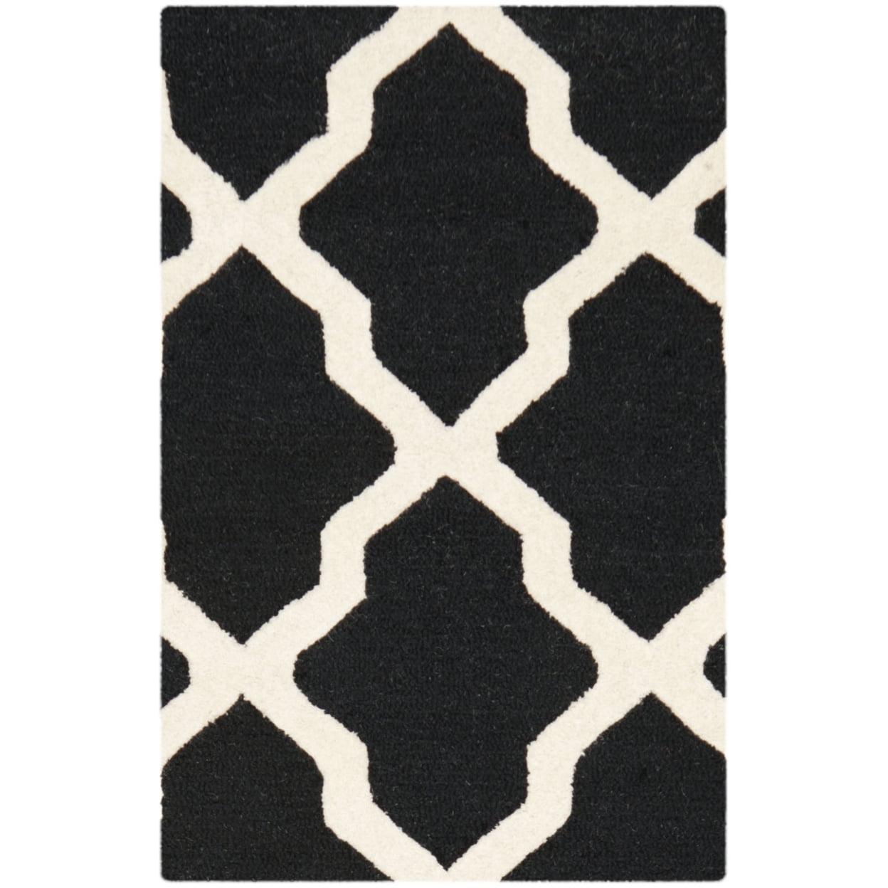 Cambridge Hand-Tufted Wool Rug in Black & Ivory, 2' x 3'