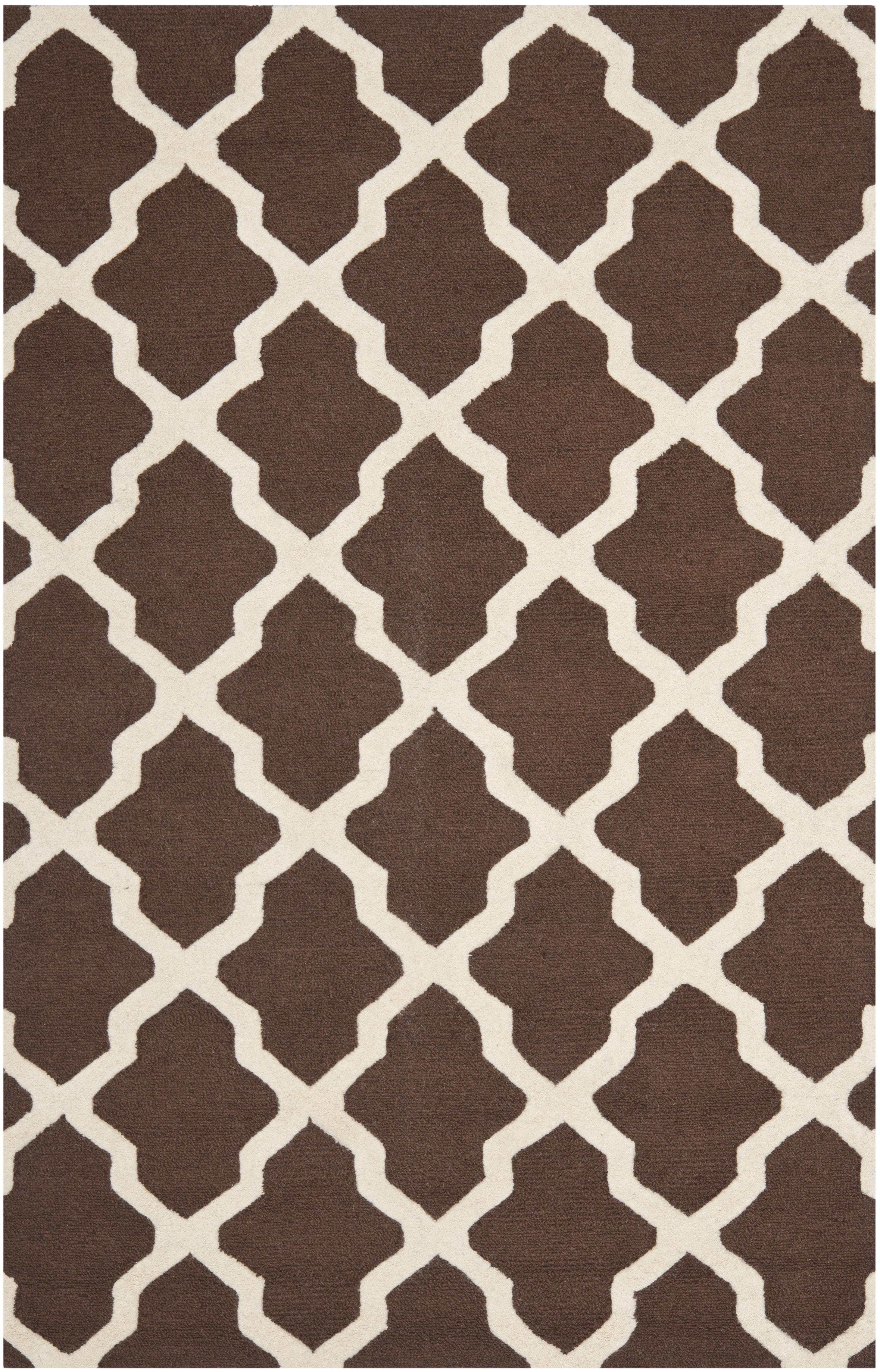 SAFAVIEH Cambridge Liam Geometric Wool Area Rug, Dark Brown/Ivory, 5' x 8'