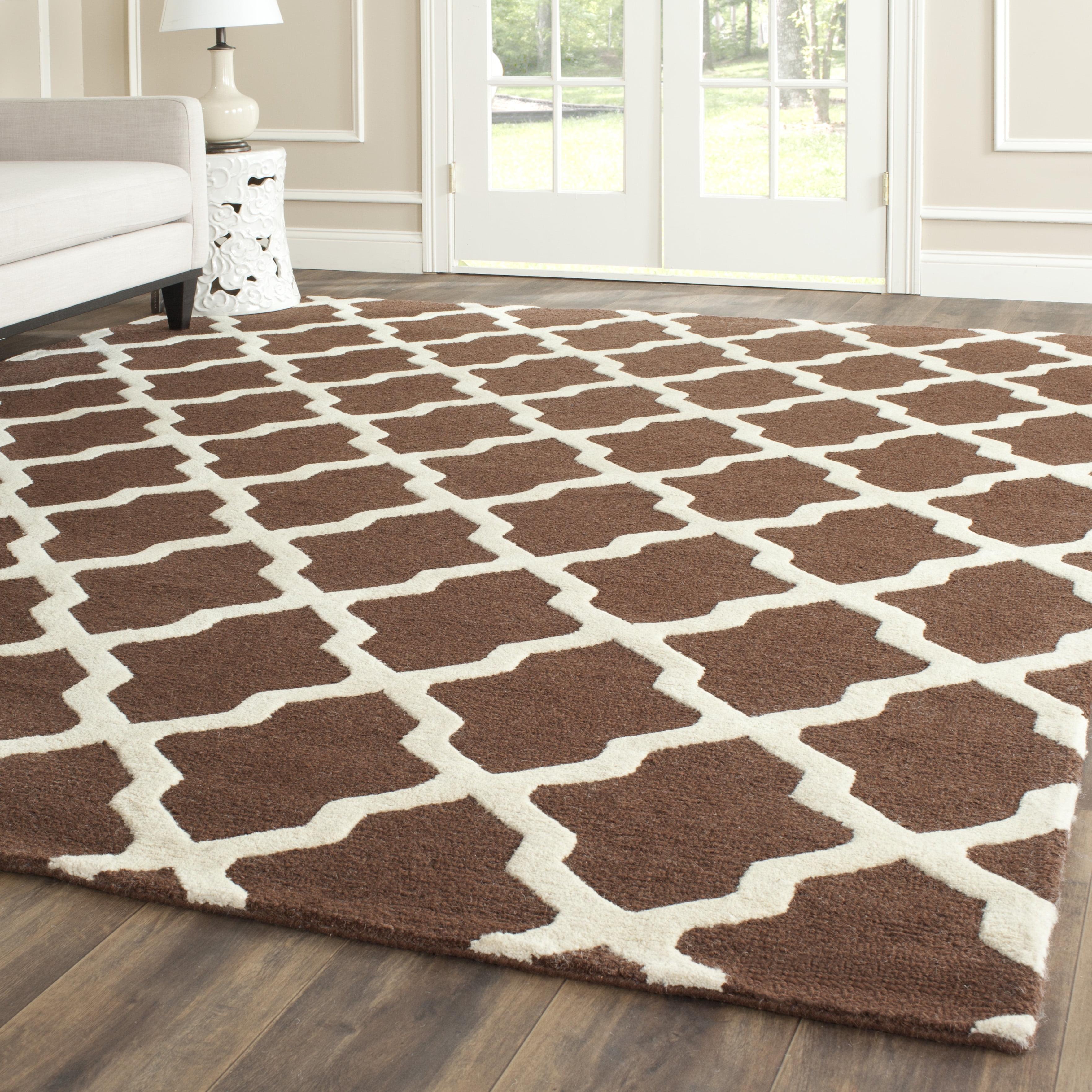 SAFAVIEH Cambridge Liam Geometric Wool Area Rug, Dark Brown/Ivory, 8' x 10'