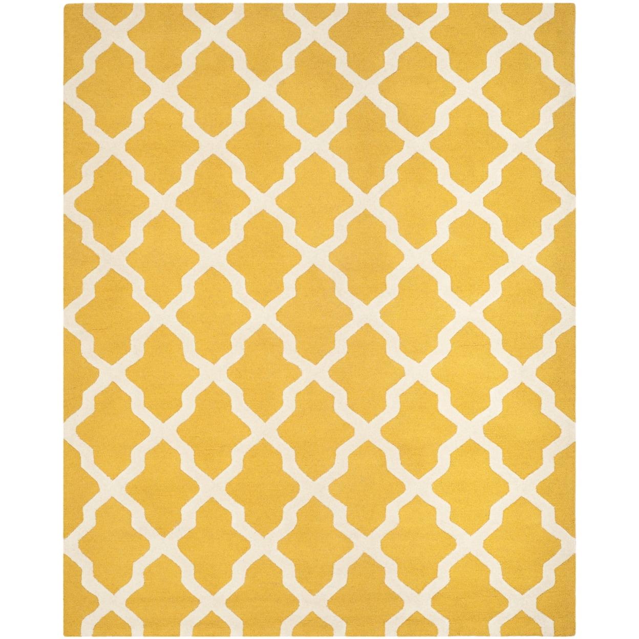 SAFAVIEH Cambridge Liam Geometric Wool Area Rug, Gold/Ivory, 6' x 9'