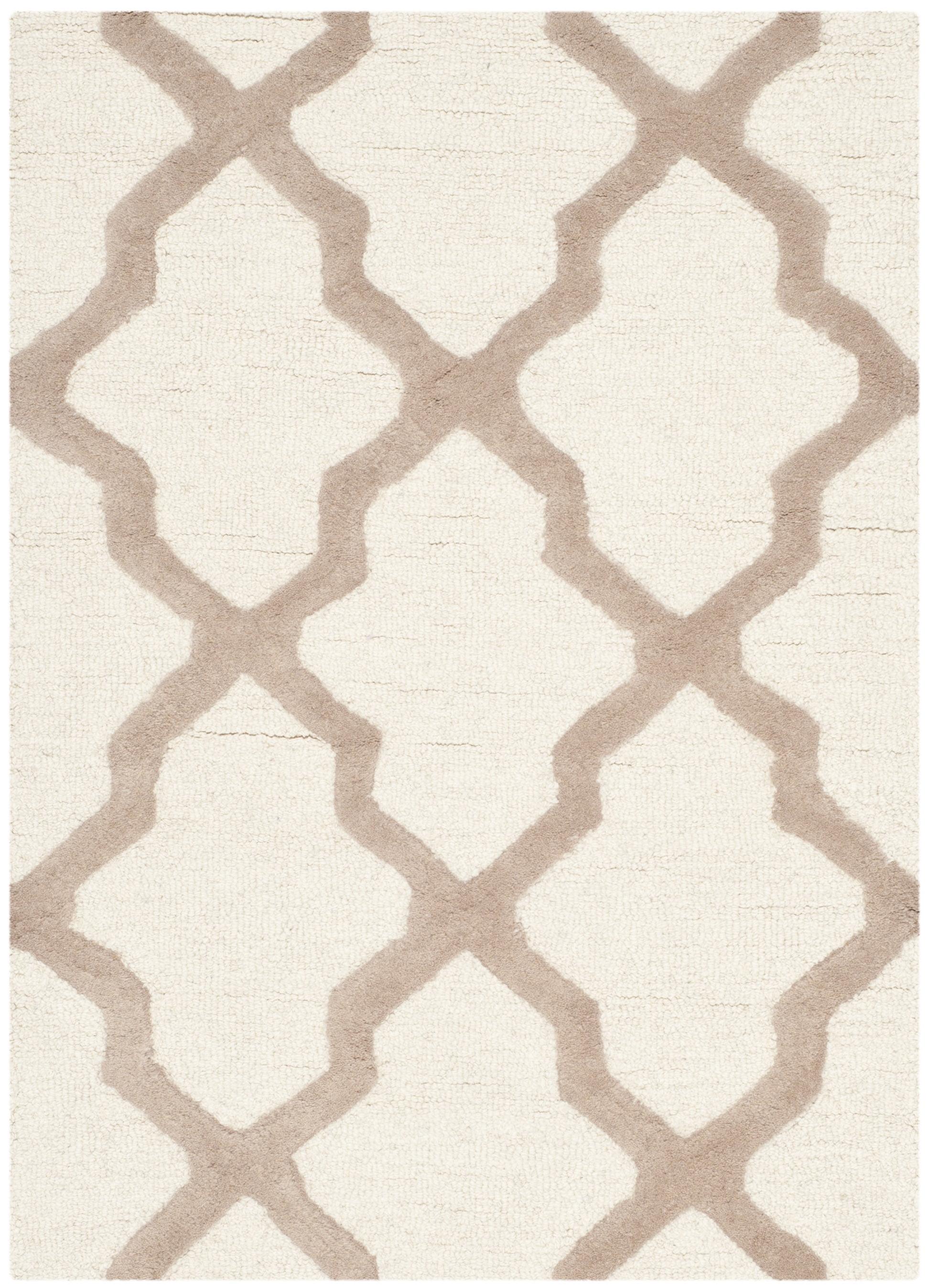 Ivory and Beige Hand-Tufted Wool 2' x 3' Rug