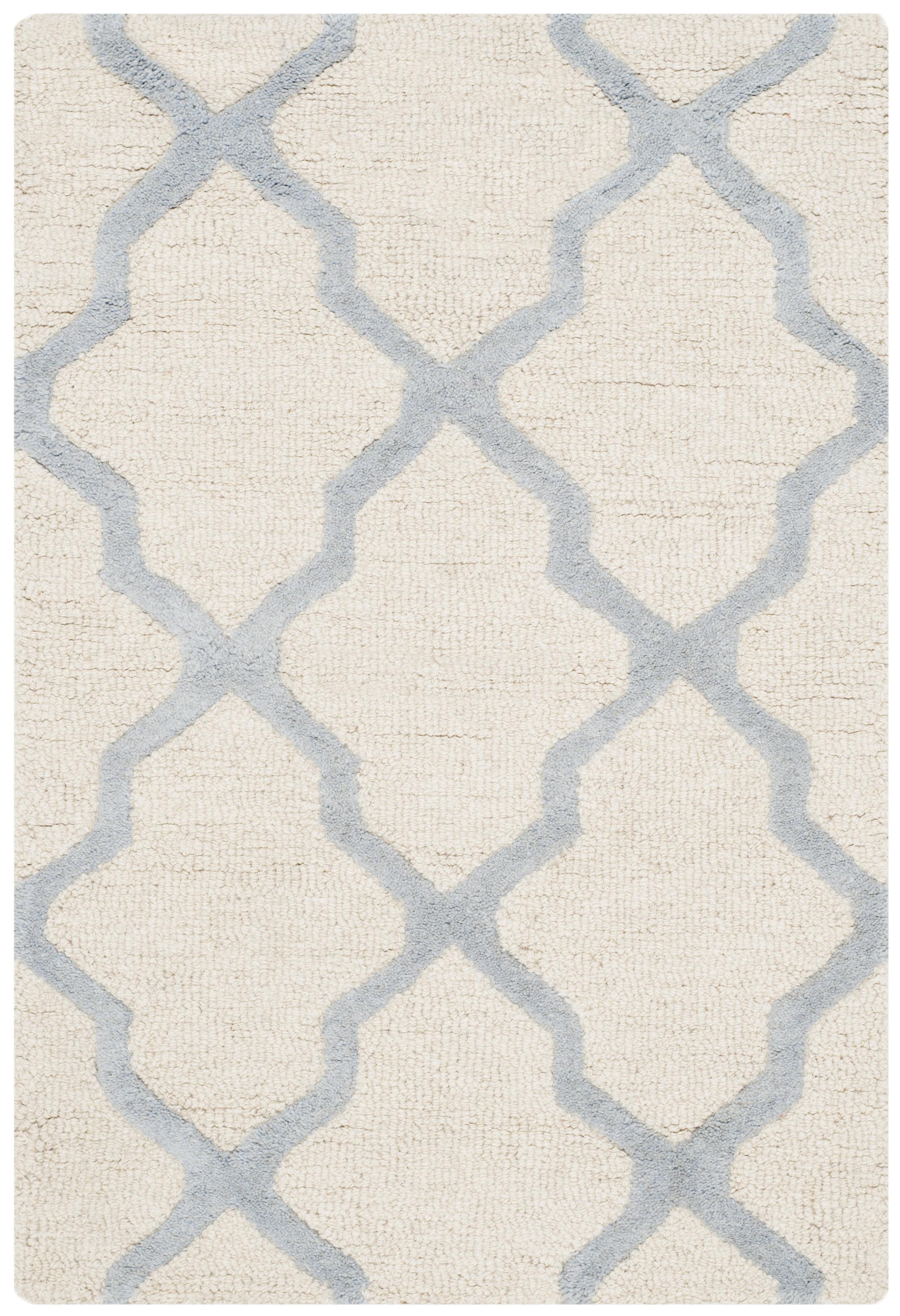 SAFAVIEH Cambridge Liam Geometric Wool Area Rug, Ivory/Light Blue, 2' x 3'