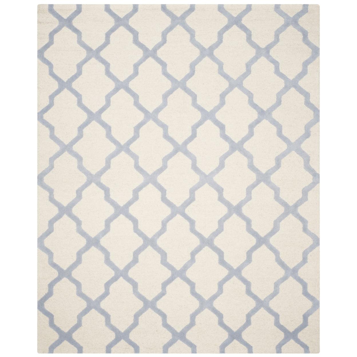 SAFAVIEH Cambridge Liam Geometric Wool Area Rug, Ivory/Light Blue, 6' x 9'