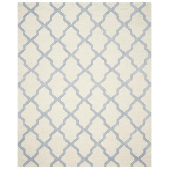 SAFAVIEH Cambridge Liam Geometric Wool Area Rug, Ivory/Light Blue, 6' x 9'