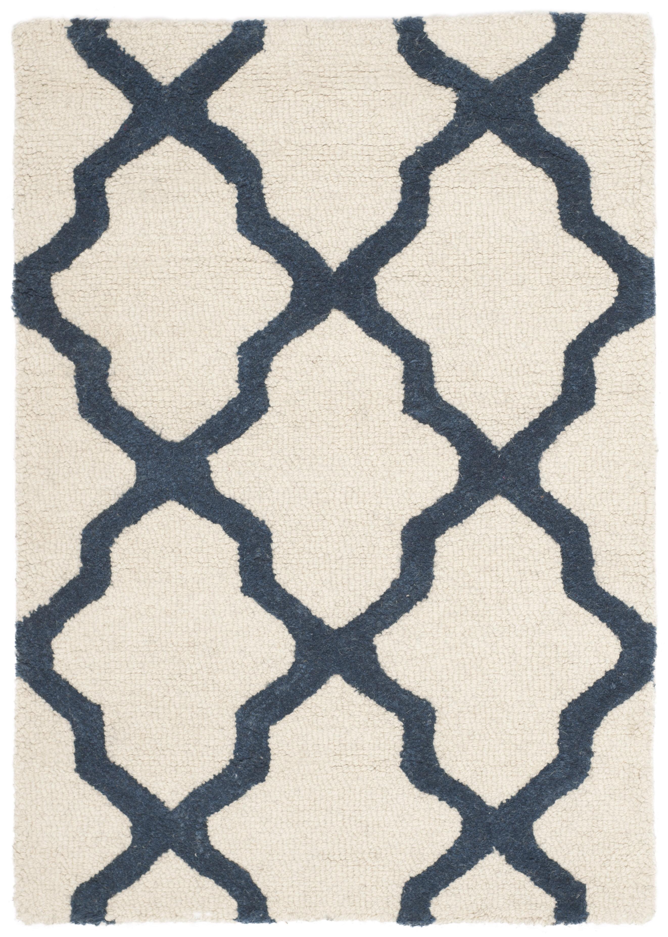 SAFAVIEH Cambridge Liam Geometric Wool Area Rug, Ivory/Navy, 3' x 5'