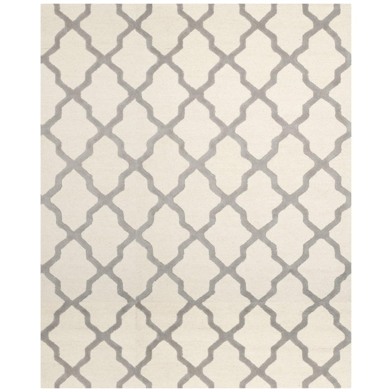 SAFAVIEH Cambridge Liam Geometric Wool Area Rug, Ivory/Silver, 10' x 14'