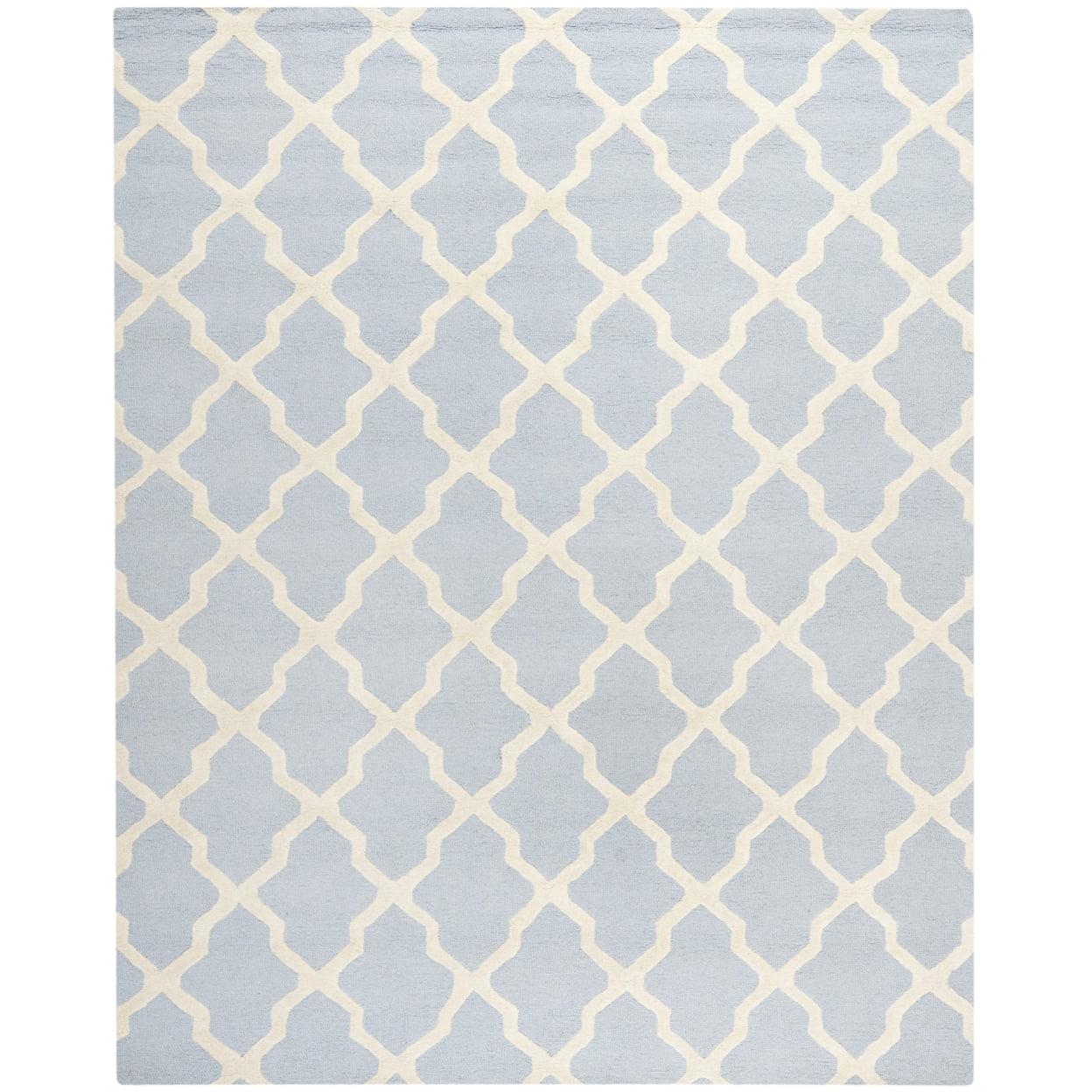 SAFAVIEH Cambridge Liam Geometric Wool Area Rug, Light Blue/Ivory, 7'6" x 9'6"