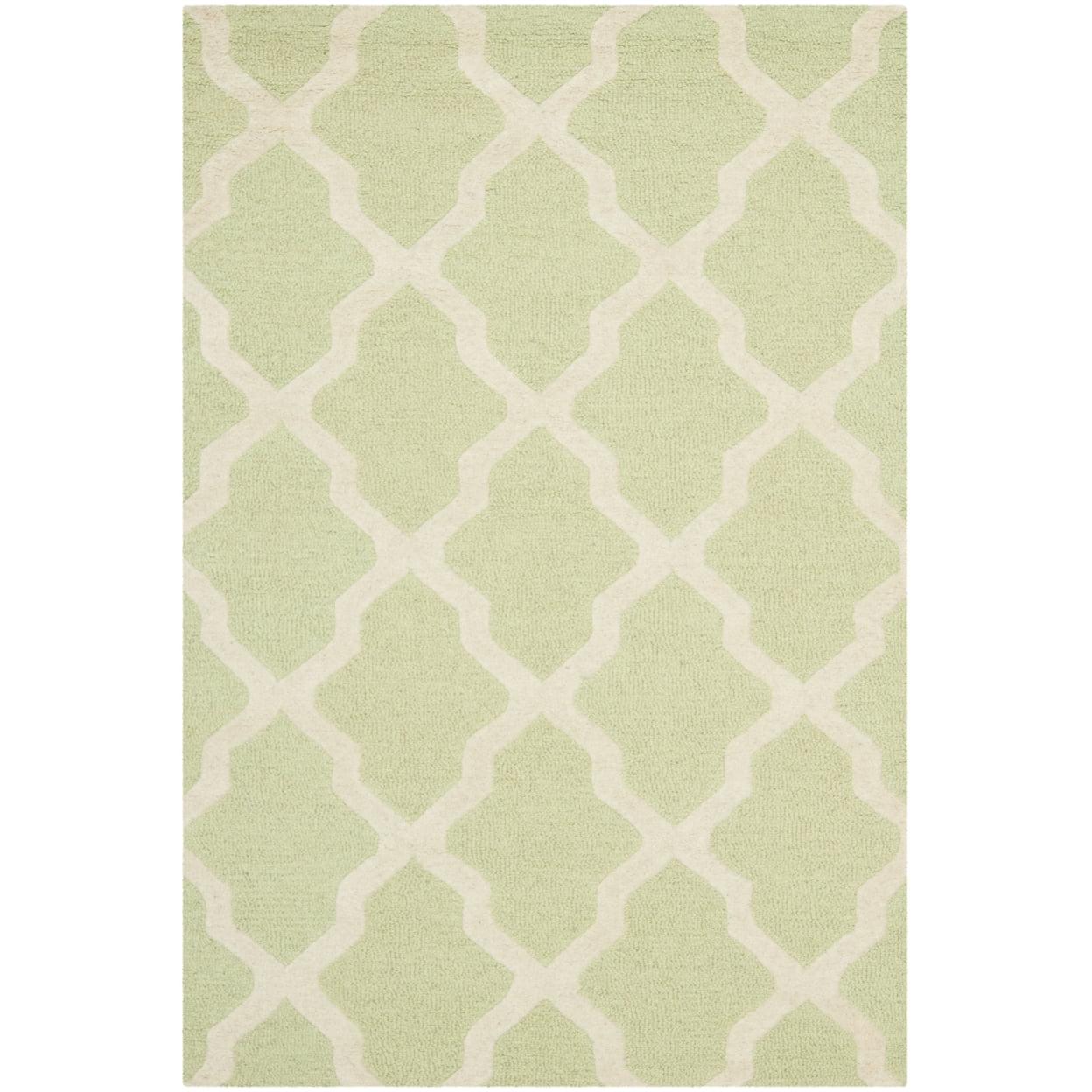 SAFAVIEH Cambridge Liam Geometric Wool Area Rug, Light Green/Ivory, 3' x 5'