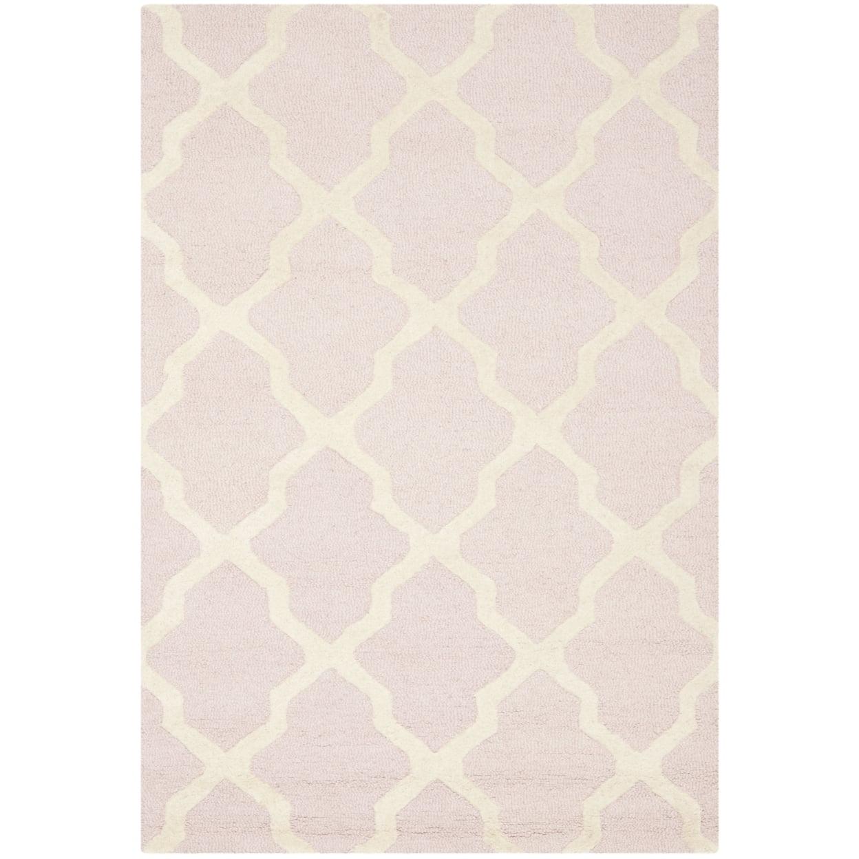 Luxe Light Pink and Ivory Hand-Tufted Wool Area Rug, 3' x 5'