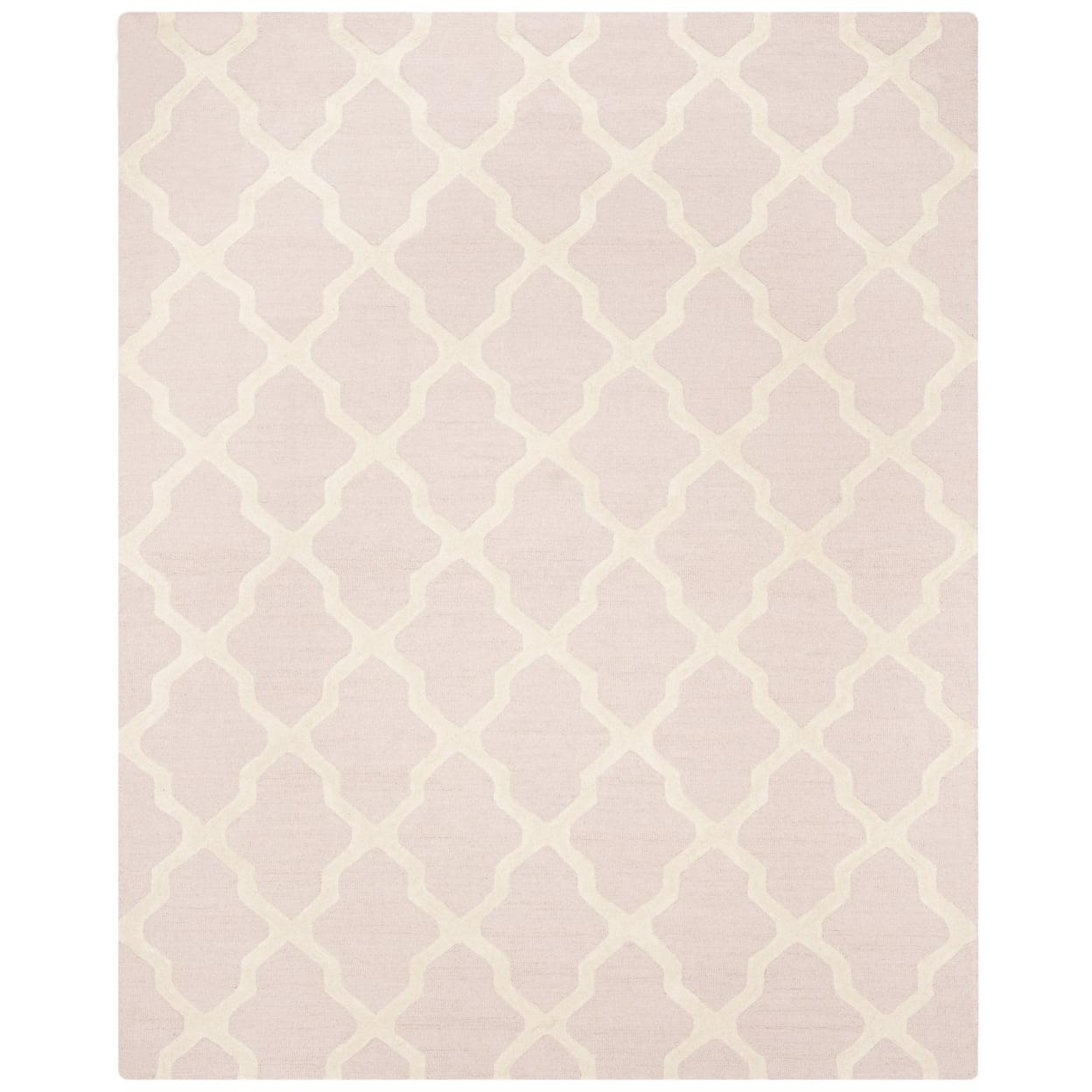 SAFAVIEH Cambridge Liam Geometric Wool Area Rug, Light Pink/Ivory, 6' x 6' Square