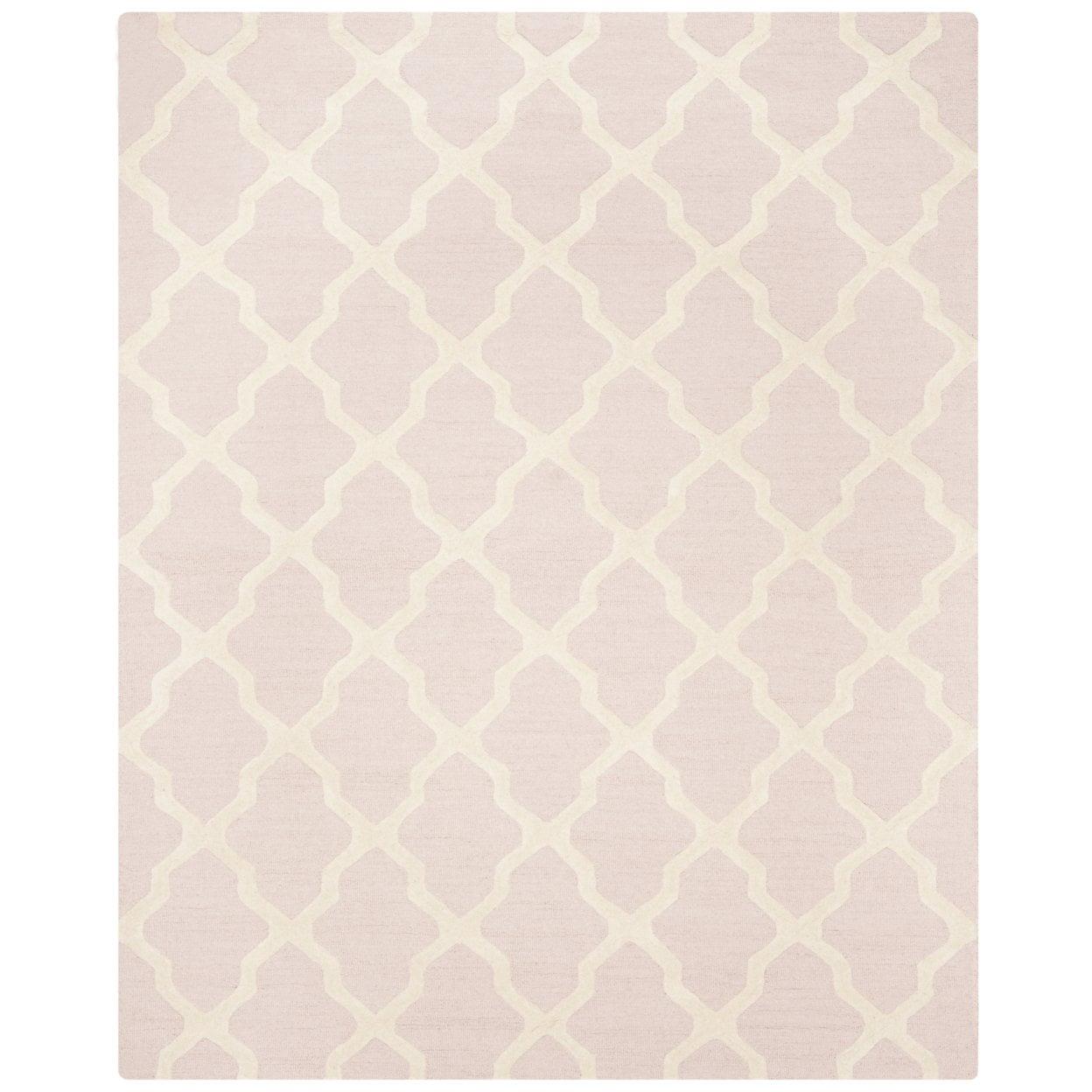 SAFAVIEH Cambridge Liam Geometric Wool Area Rug, Light Pink/Ivory, 6' x 6' Square