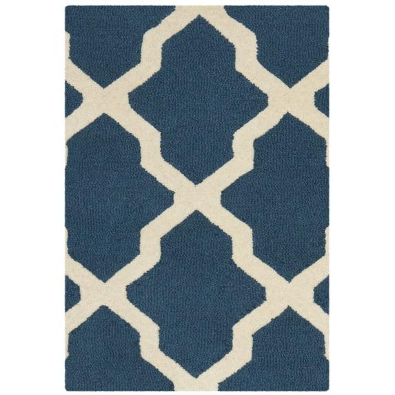 SAFAVIEH Cambridge Liam Geometric Wool Area Rug, Navy Blue/Ivory, 2' x 3'