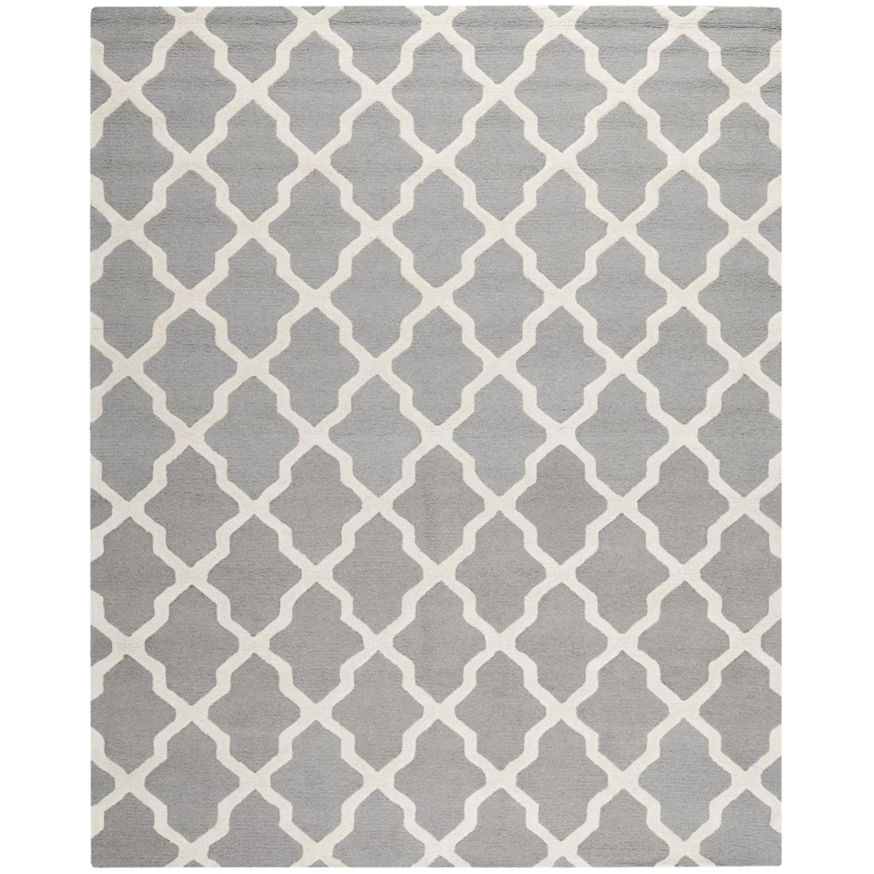 SAFAVIEH Cambridge Liam Geometric Wool Area Rug, Silver/Ivory, 12' x 18'