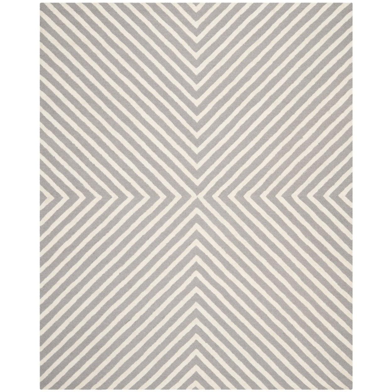 SAFAVIEH Cambridge Lilly Diamond Striped Wool Area Rug, Silver/Ivory, 10' x 10' Square