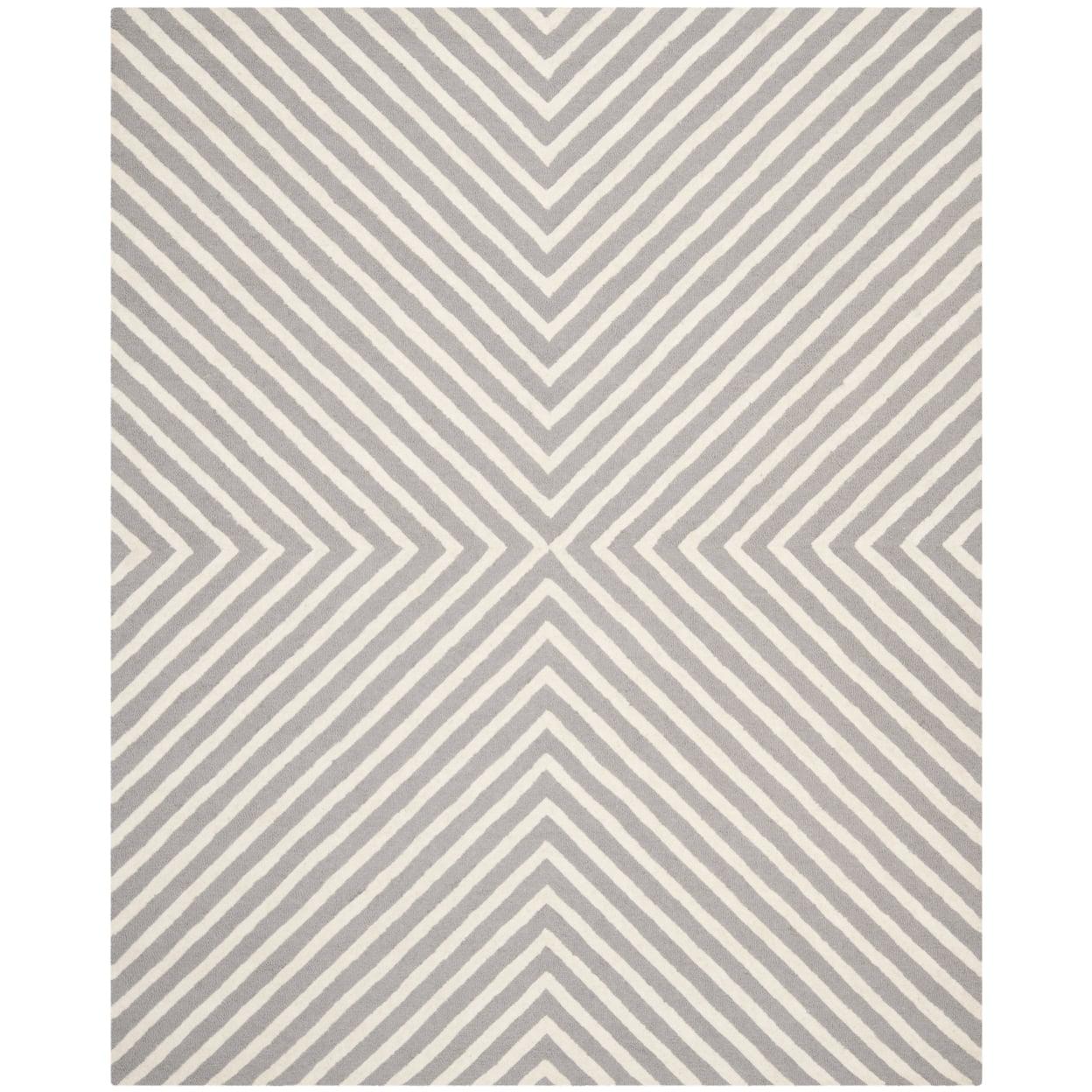 Hand-Tufted Silver & Ivory Wool Runner Rug, 2'6" x 10'