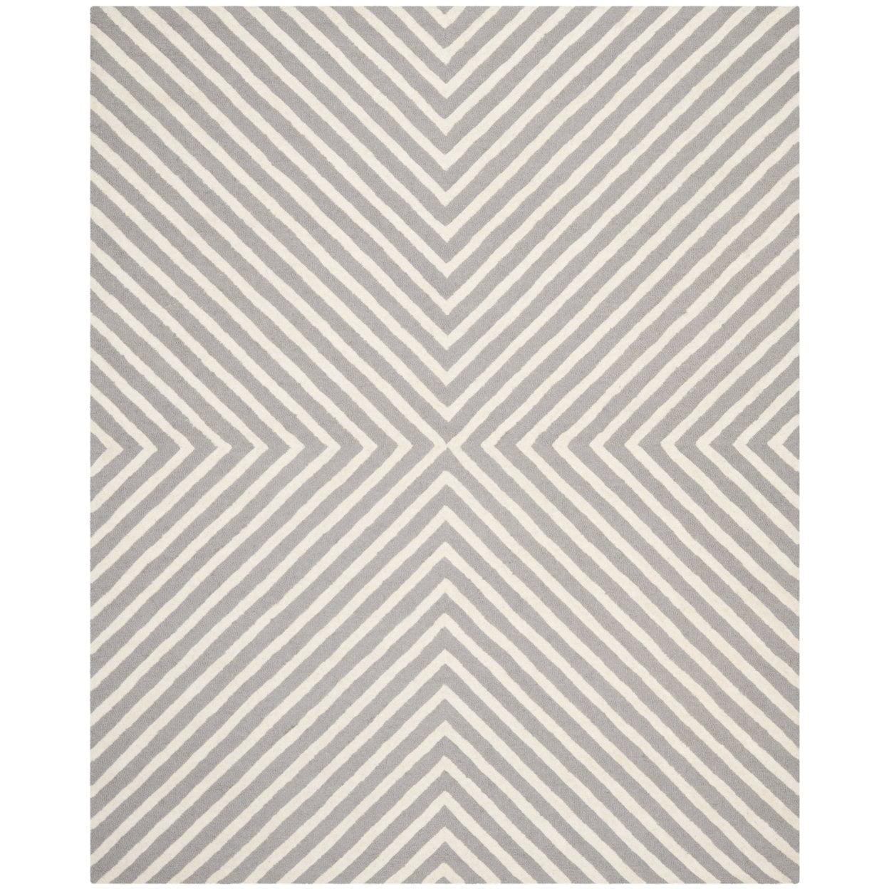 SAFAVIEH Cambridge Lilly Geometric Wool Area Rug, Silver/Ivory, 8' x 8' Square