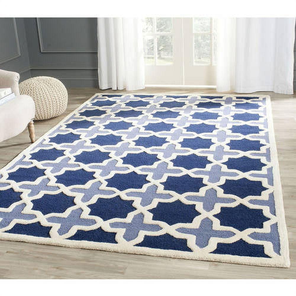 SAFAVIEH Cambridge Lincoln Geometric Wool Area Rug, Blue/Ivory, 10' x 14'