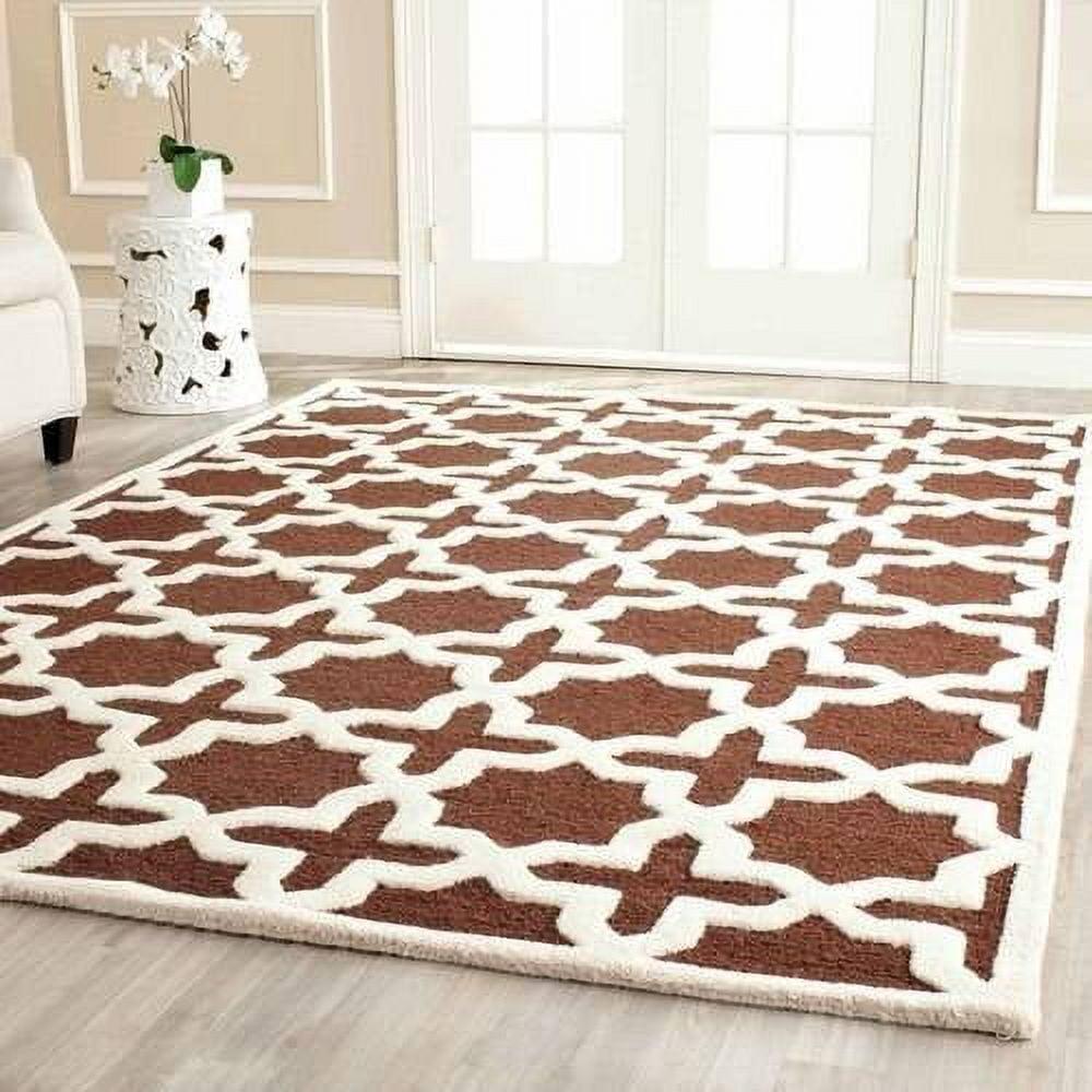 Hand-Tufted Dark Brown and Ivory Wool 4' x 6' Area Rug