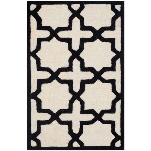 Hand-Tufted Black and Ivory Wool Area Rug, 2'6" x 4'