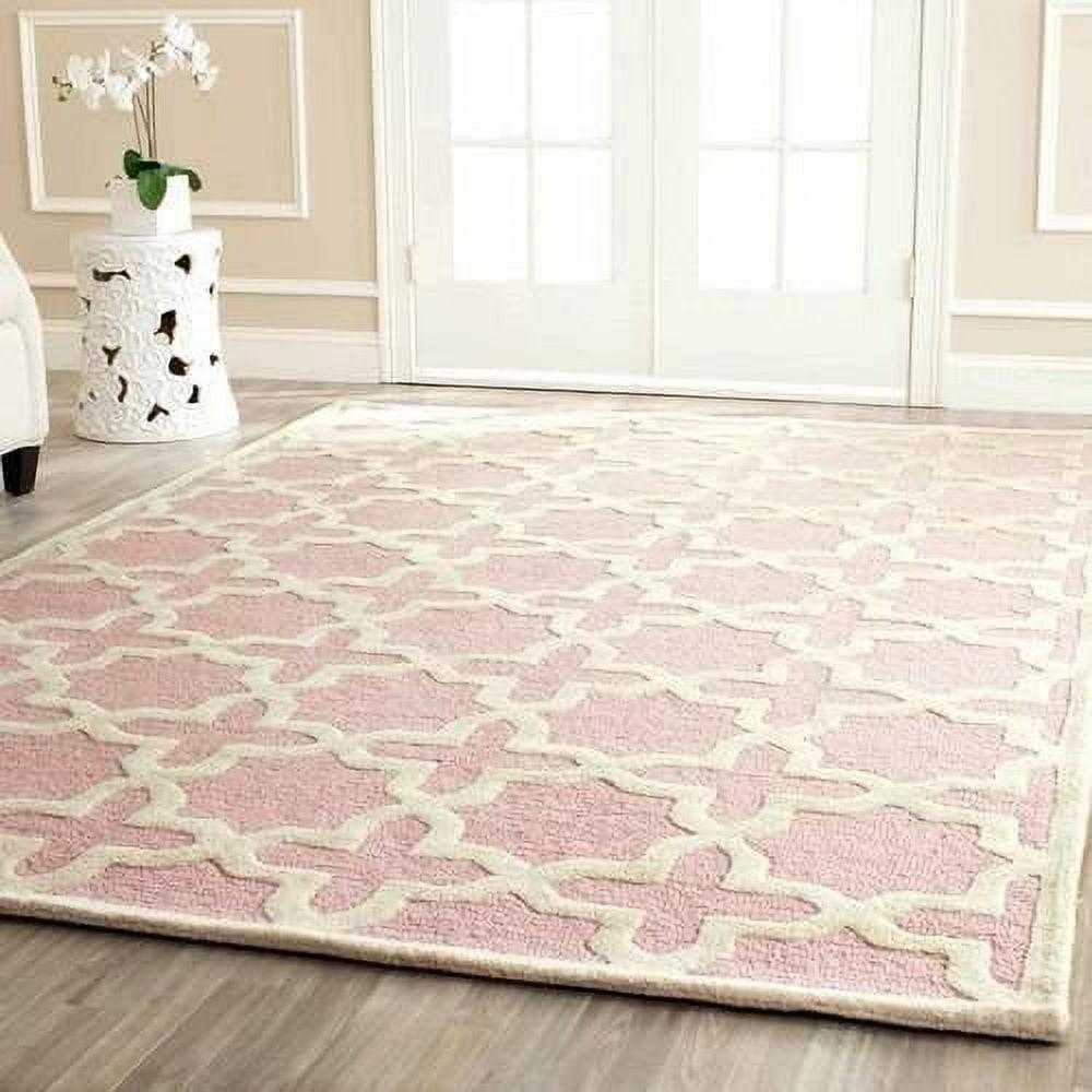 Light Pink and Ivory Hand-Tufted Wool Area Rug 4' x 6'