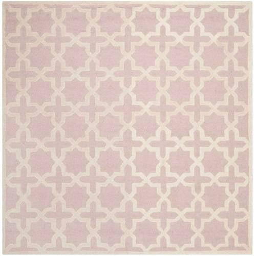 Ivory and Pink Hand-Tufted Wool Area Rug 4' x 6'