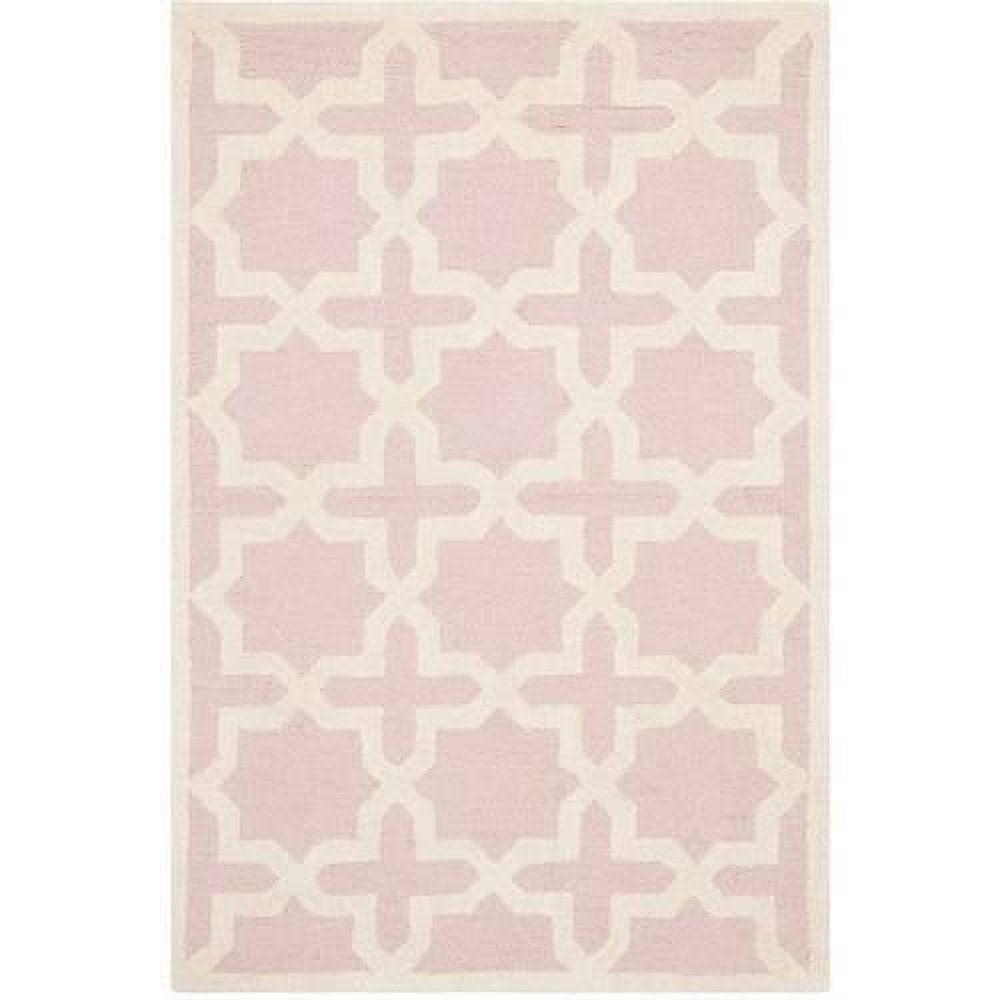 Light Pink and Ivory Hand-Tufted Wool Area Rug, 6' x 9'