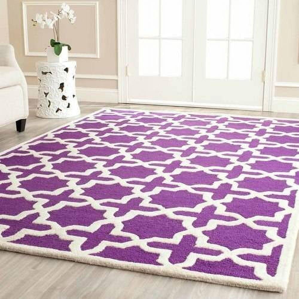 Hand-Tufted Purple & Ivory Wool 10' x 14' Rectangular Area Rug