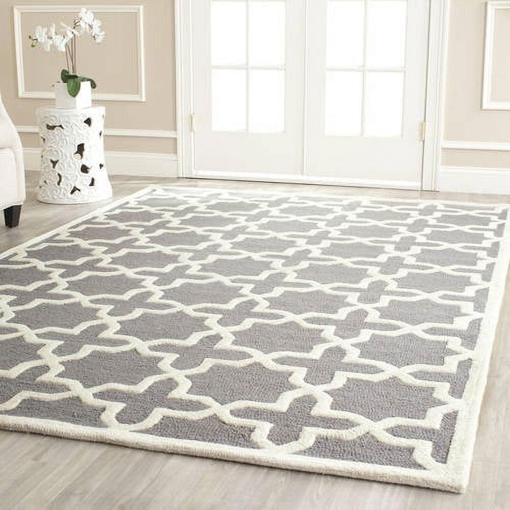 SAFAVIEH Cambridge Liz Geometric Wool Area Rug, Silver/Ivory, 3' x 5'