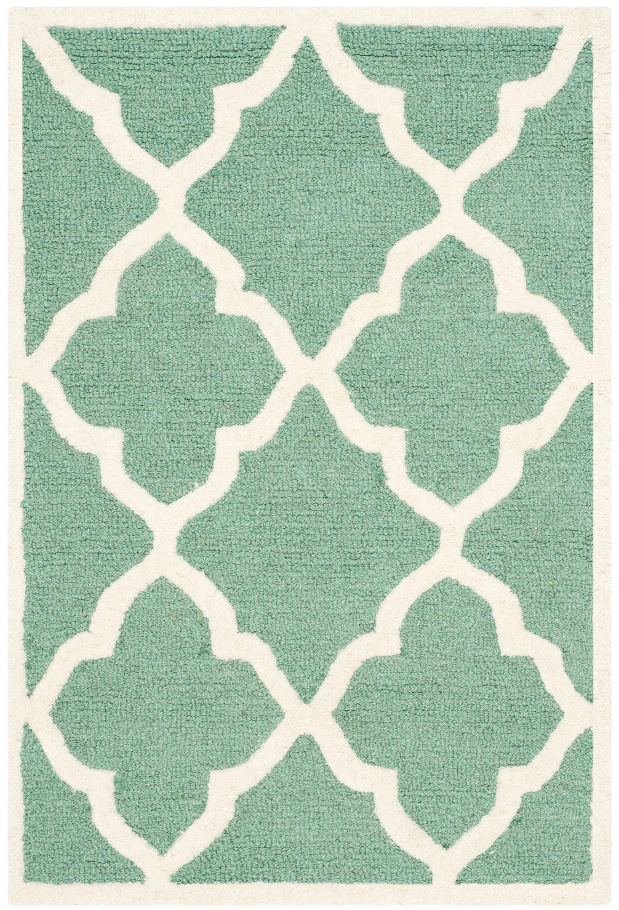 SAFAVIEH Cambridge Merletta Geometric Wool Area Rug, Teal/Ivory, 2' x 3'