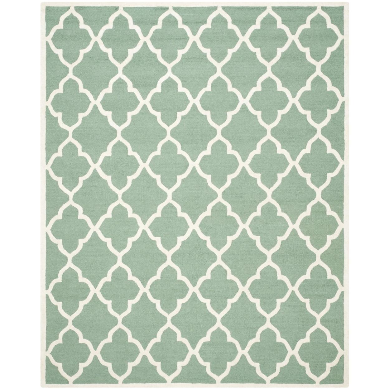 SAFAVIEH Cambridge Merletta Geometric Wool Area Rug, Teal/Ivory, 6' x 6' Square