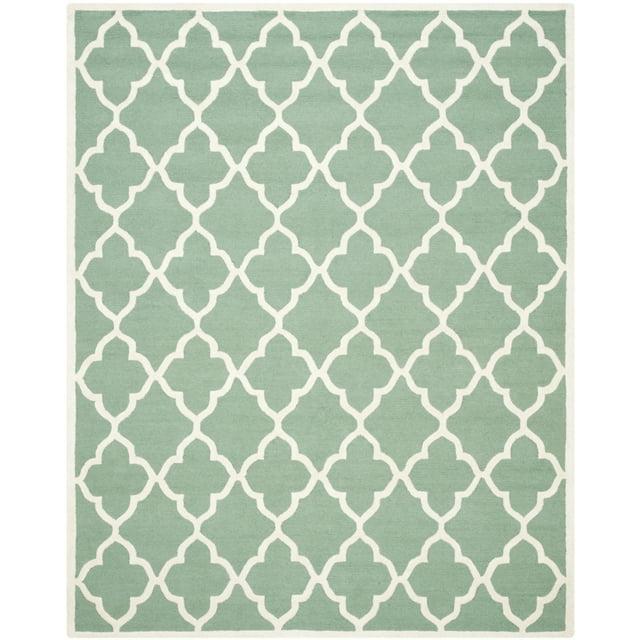 SAFAVIEH Cambridge Merletta Geometric Wool Area Rug, Teal/Ivory, 6' x 6' Square