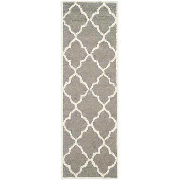 SAFAVIEH Cambridge Merletta Geometric Wool Runner Rug, Dark Grey/Ivory, 2'6" x 8'