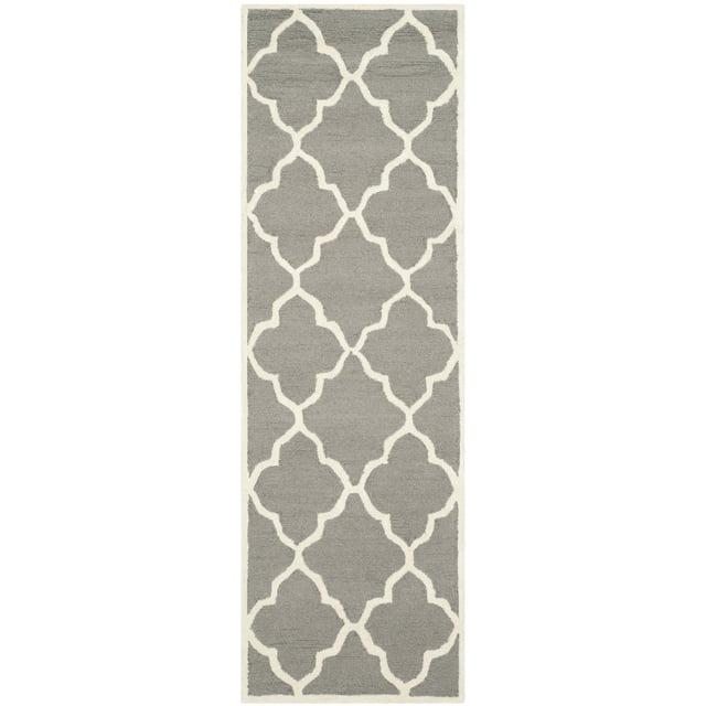 SAFAVIEH Cambridge Merletta Geometric Wool Runner Rug, Dark Grey/Ivory, 2'6" x 8'