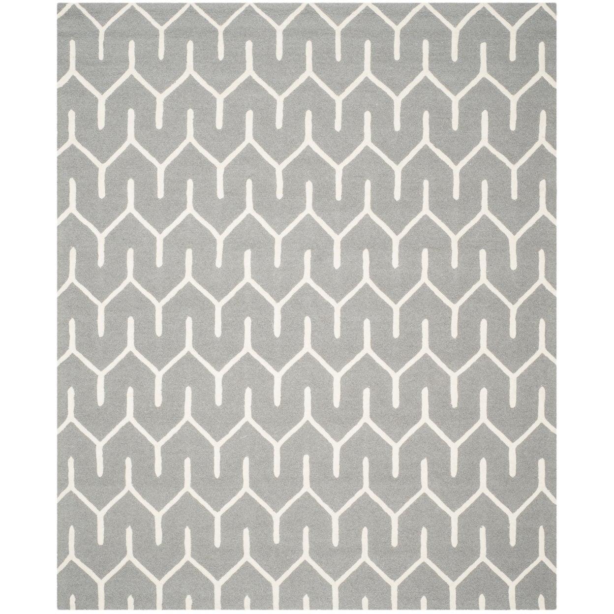 SAFAVIEH Cambridge Mirabelle Geometric Wool Area Rug, Dark Grey/Ivory, 2' x 3'