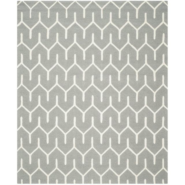 SAFAVIEH Cambridge Mirabelle Geometric Wool Area Rug, Dark Grey/Ivory, 5' x 8'