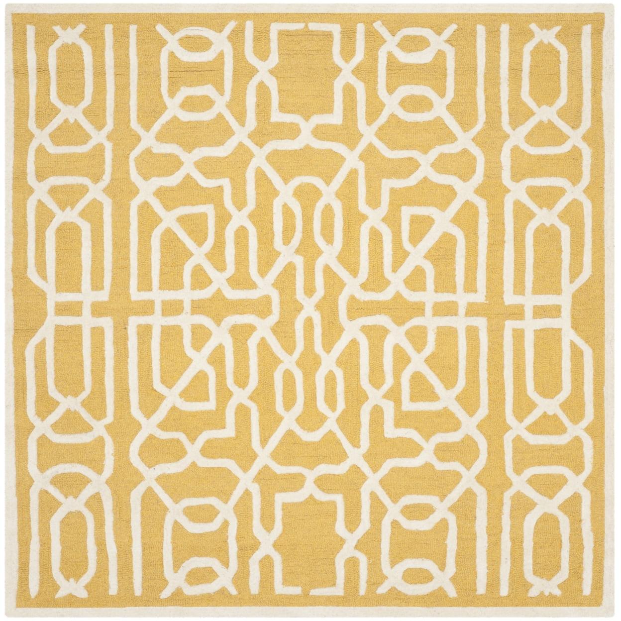 Cambridge CAM570 Tufted Indoor Area Rug - Gold/Ivory - 6'x6' - Safavieh