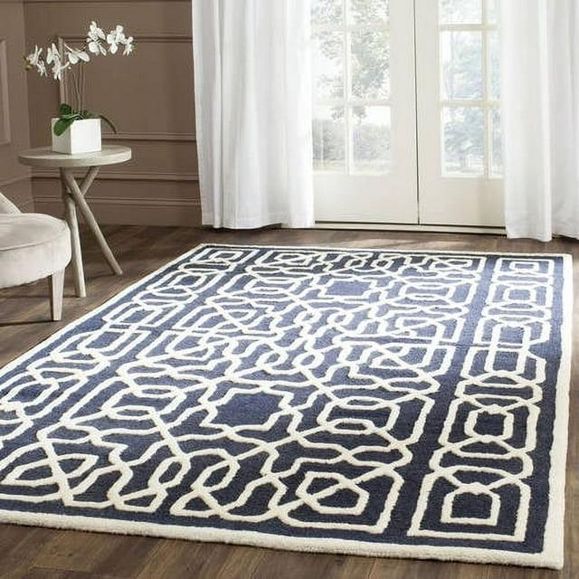 SAFAVIEH Cambridge Norbert Geometric Wool Area Rug, Navy/Ivory, 5' x 8'