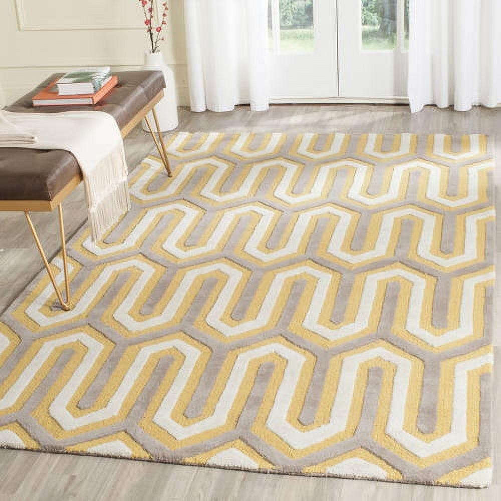 SAFAVIEH Cambridge Oswald Geometric Tessellation Wool Area Rug, Gold/Grey, 5' x 8'