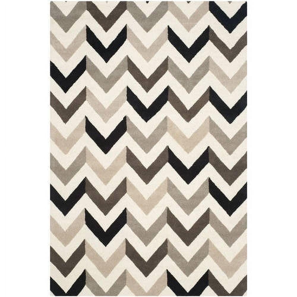 SAFAVIEH Cambridge Percival Zig Zag Stripes Wool Area Rug, Ivory/Black, 6' x 9'