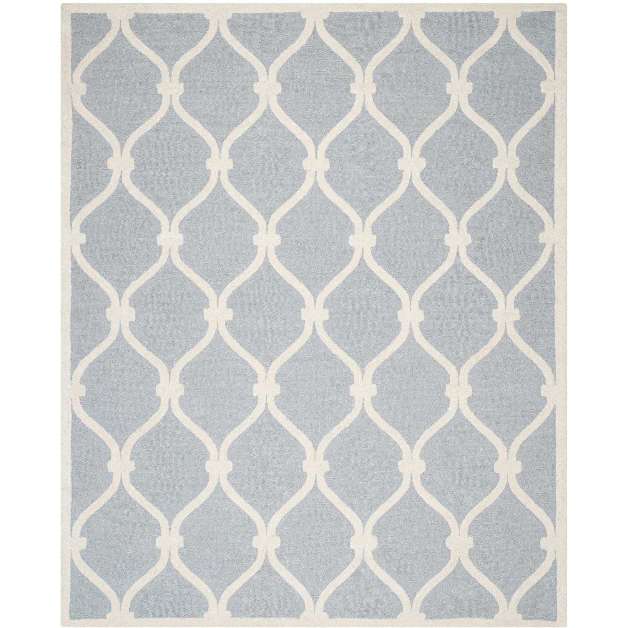 SAFAVIEH Cambridge Raleigh Geometric Wool Area Rug, Blue/Ivory, 10' x 14'