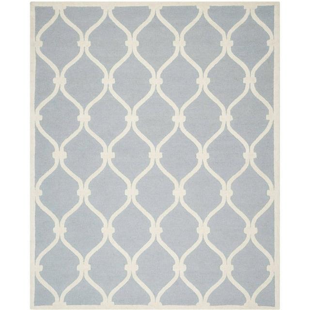 SAFAVIEH Cambridge Raleigh Geometric Wool Area Rug, Blue/Ivory, 10' x 14'