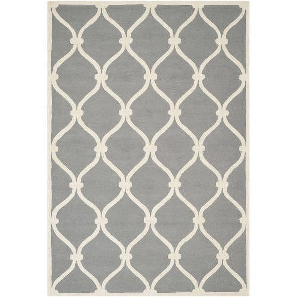 Handmade Dark Grey & Ivory Tufted Wool Rectangular Rug, 10' x 14'