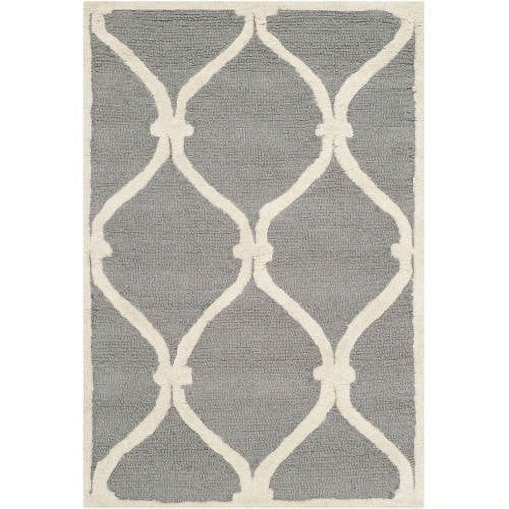 Gray and Ivory Hand-Tufted Wool Area Rug, 3' x 5'