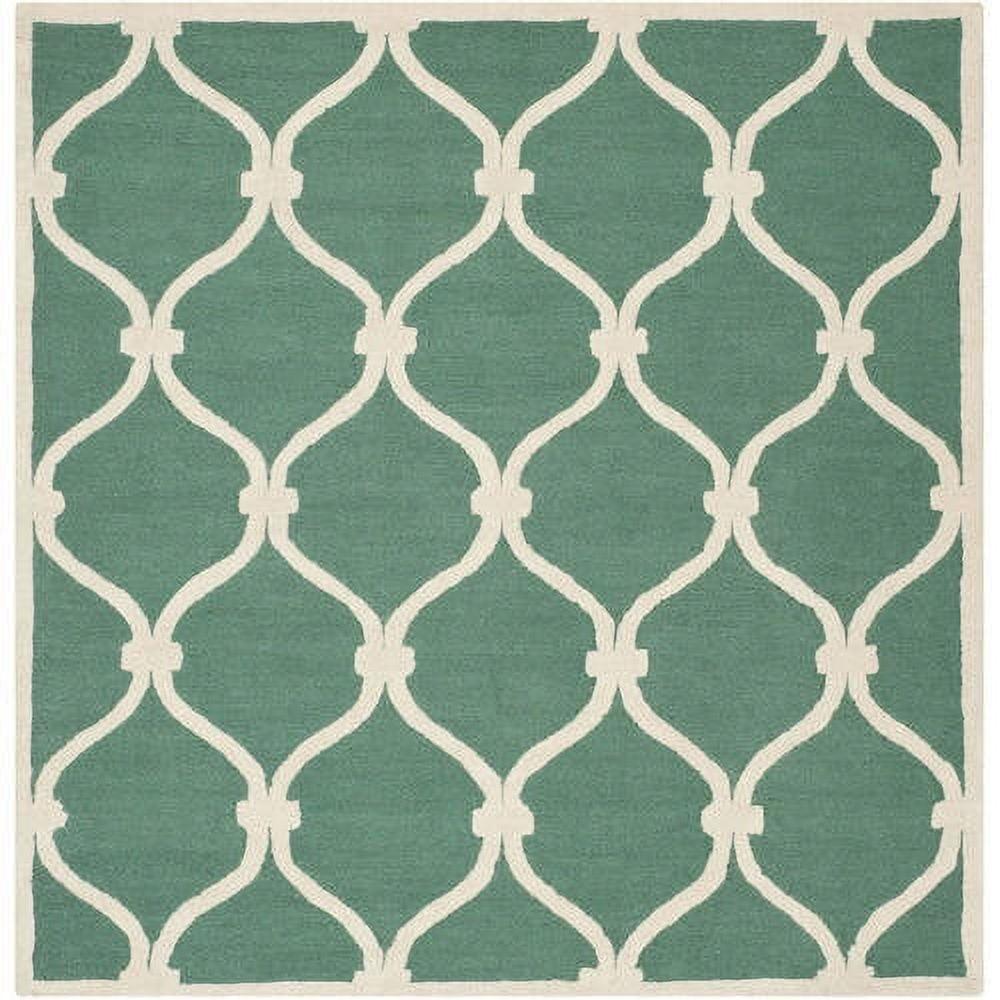 SAFAVIEH Cambridge Raleigh Geometric Wool Area Rug, Teal/Ivory, 10' x 14'