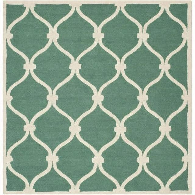 SAFAVIEH Cambridge Raleigh Geometric Wool Area Rug, Teal/Ivory, 10' x 14'